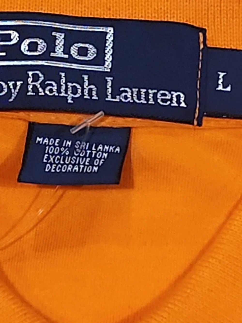 POLO RALPH LAUREN size L mens Orange Interlock Polo Shirt Green Pony Classic Fit